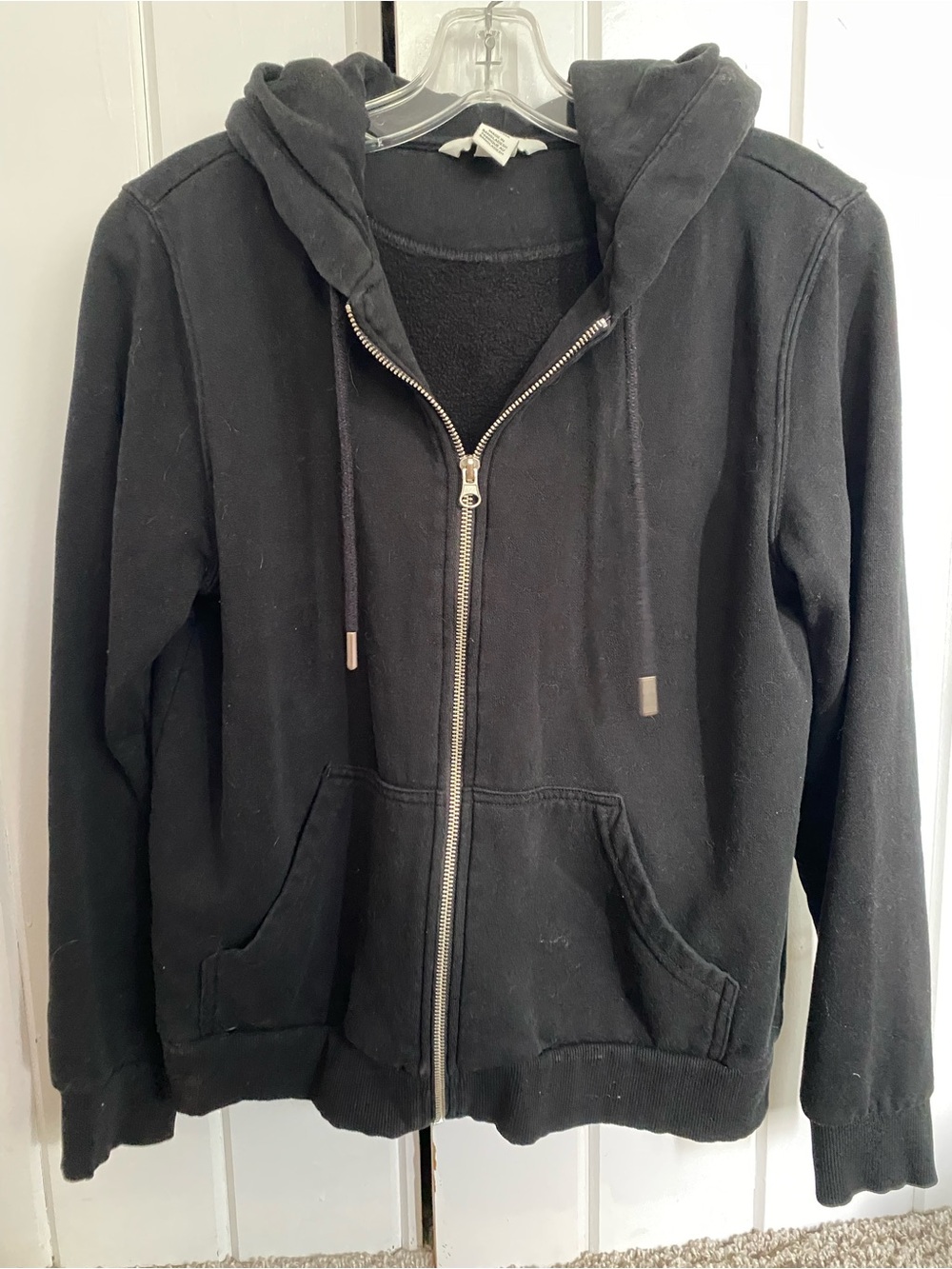 H&M Black Zip-Up Hooded Sweatshirt